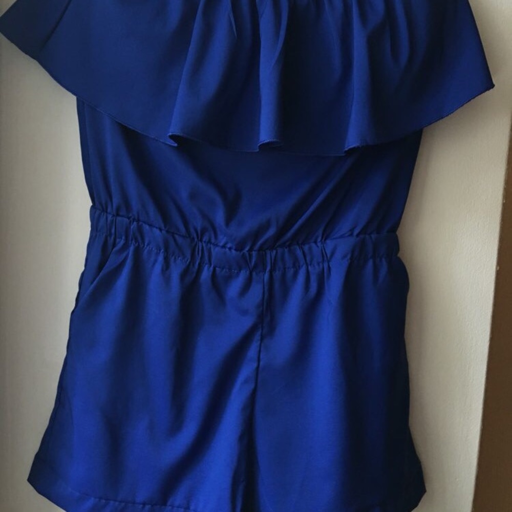 ONE LEFT! Size Small Blue Strapless Shorts Romper - Picture 2 of 2